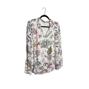 Spartina 449 Top‎ XXL Ruffle Floral Blouse Boho Balloon Sleeve